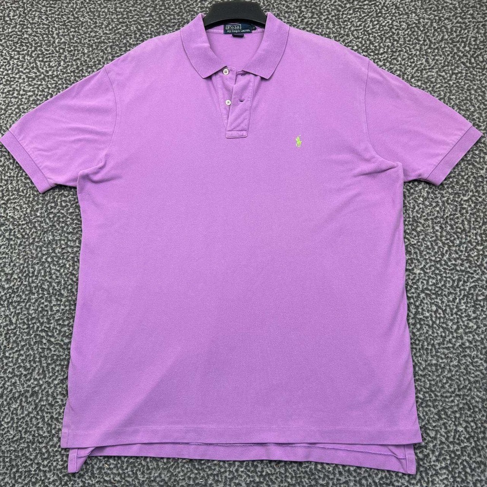 Vintage Polo Ralph Lauren Polo Shirt Men Extra Large Purple Short Sleeve Cotton